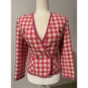 Précis pink tweed gold pink buttons size 8 wool blend